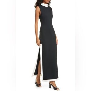 STAUD Navy One Shoulder Dress with White Trim